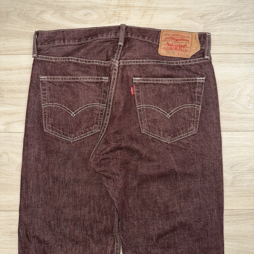Vintage Levi's‎ 501xx Jeans 34x34 (34x32) Burgundy Button Fly Denim Straight Leg